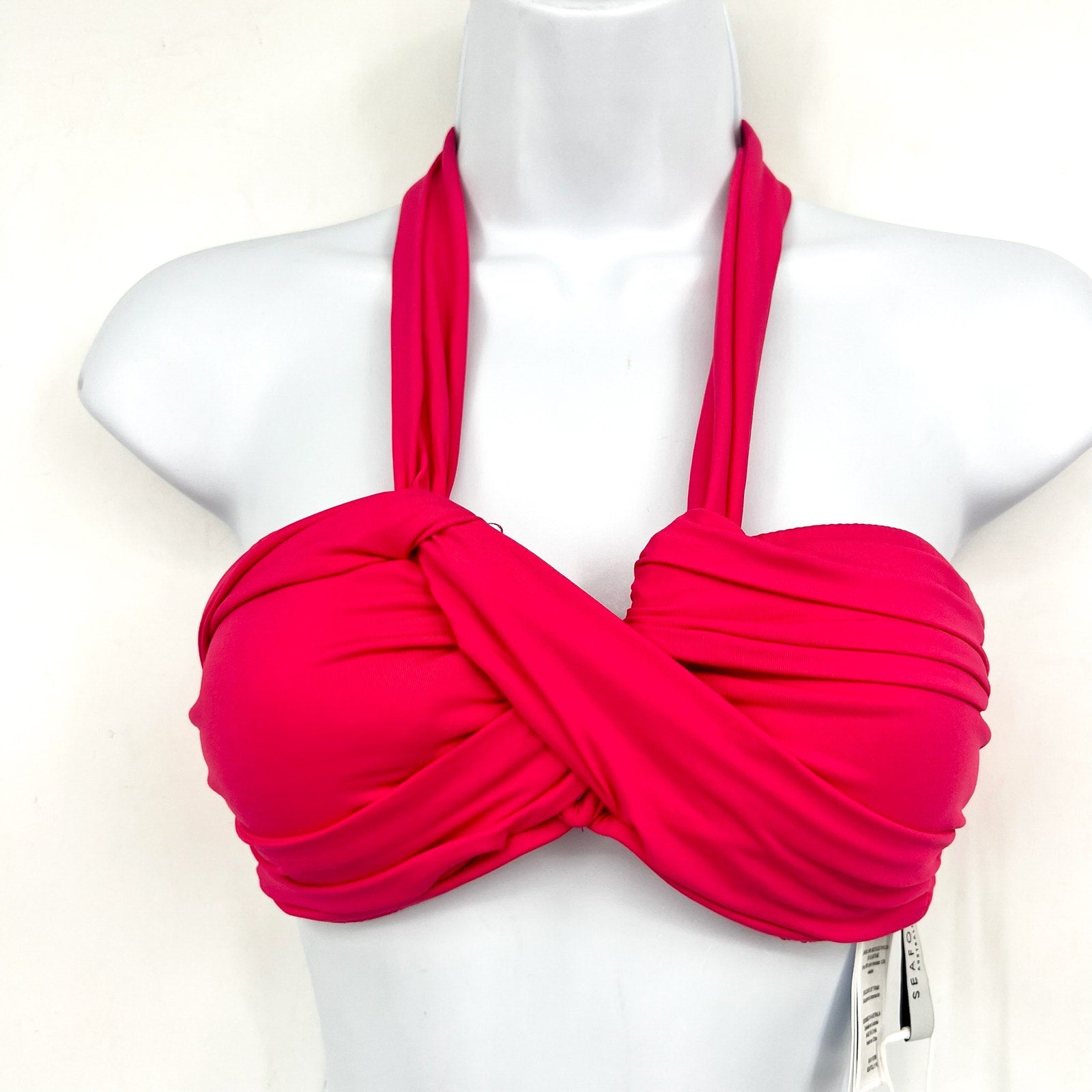SEAFOLLY Women's Halter Bandeau Bikini Top Size 4 Pink Raspberry Adjustable NWT