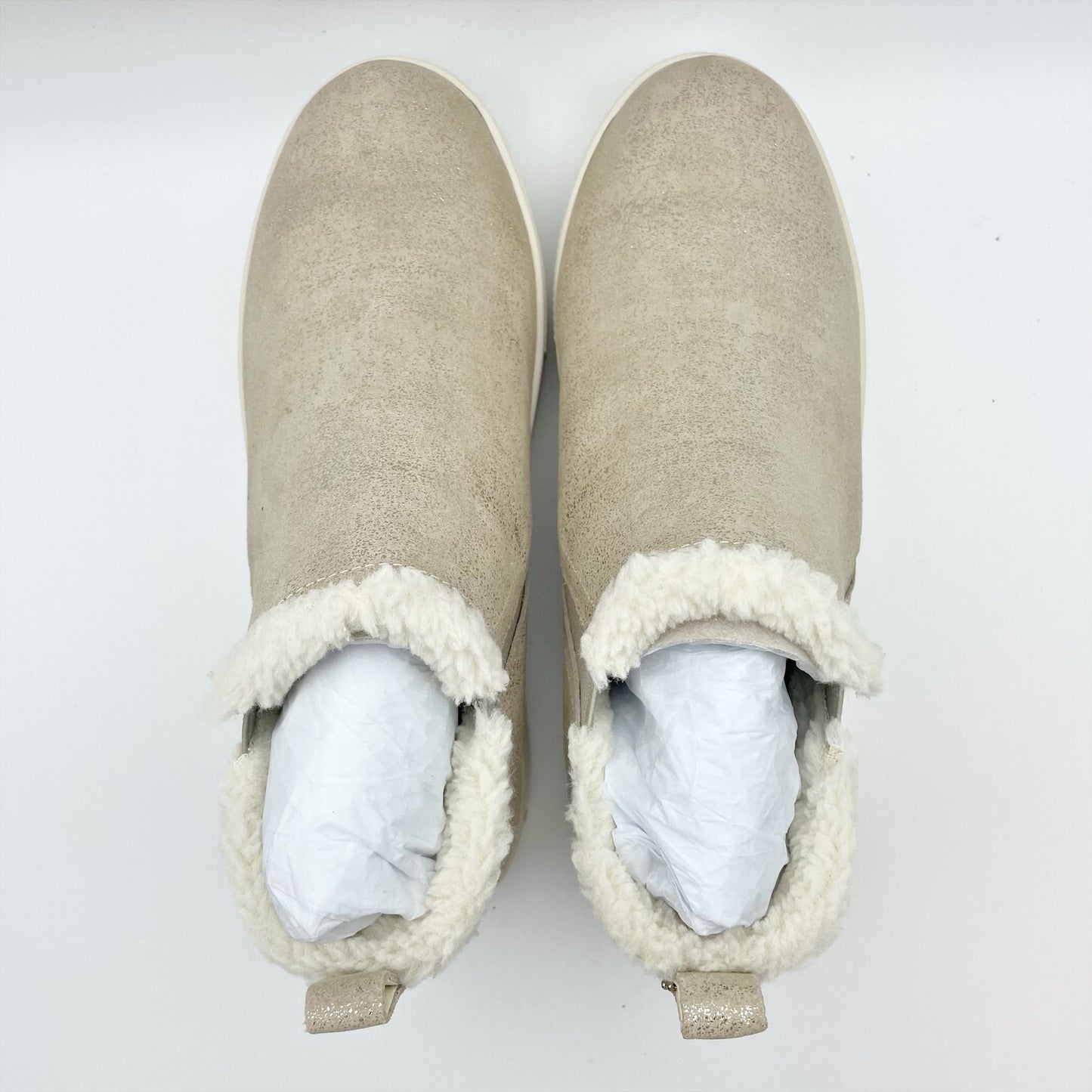 J/Slides Women's Magic Pull On Platform Sneaker Size 7.5 Gold Metallic WP NIB