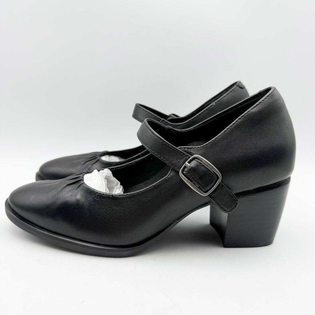 Aetrex Womens Sara Mary Jane Pumps EU 36 US 6-6.5 Black Leather Heels NIB