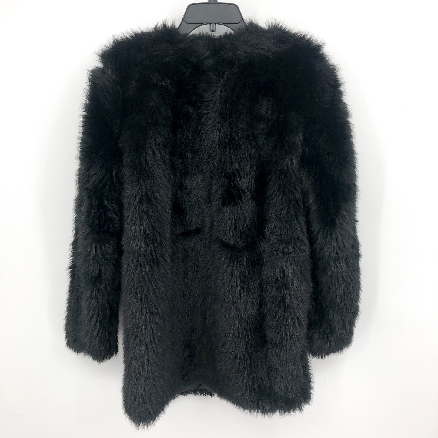 BARDOT Women's Logan Faux Fur Coat Jacket Large Black Long Sleeve NWT