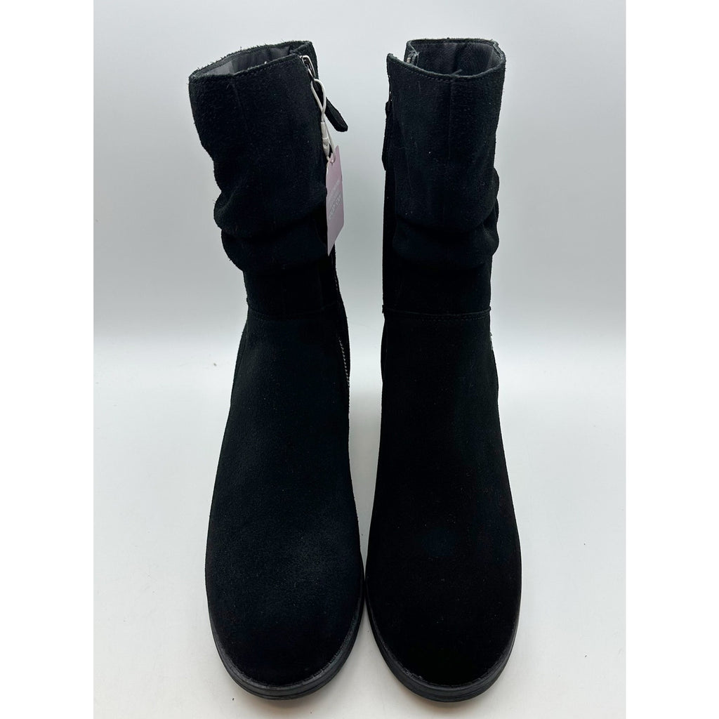SKECHERS Womens Taxi Compelling Flirt Bootie Size 10 Black Suede Heels Boots NIB