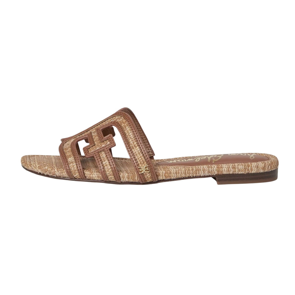 Sam Edelman Women's Bay Slide Sandals Size 7 EU 37 Tan Raffia Flats NIB