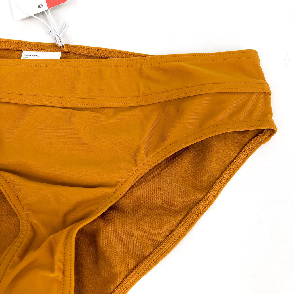 PRANA Womens Ramba Bikini Bottom Medium Yellow Deep Solstice Banded Waist NWT