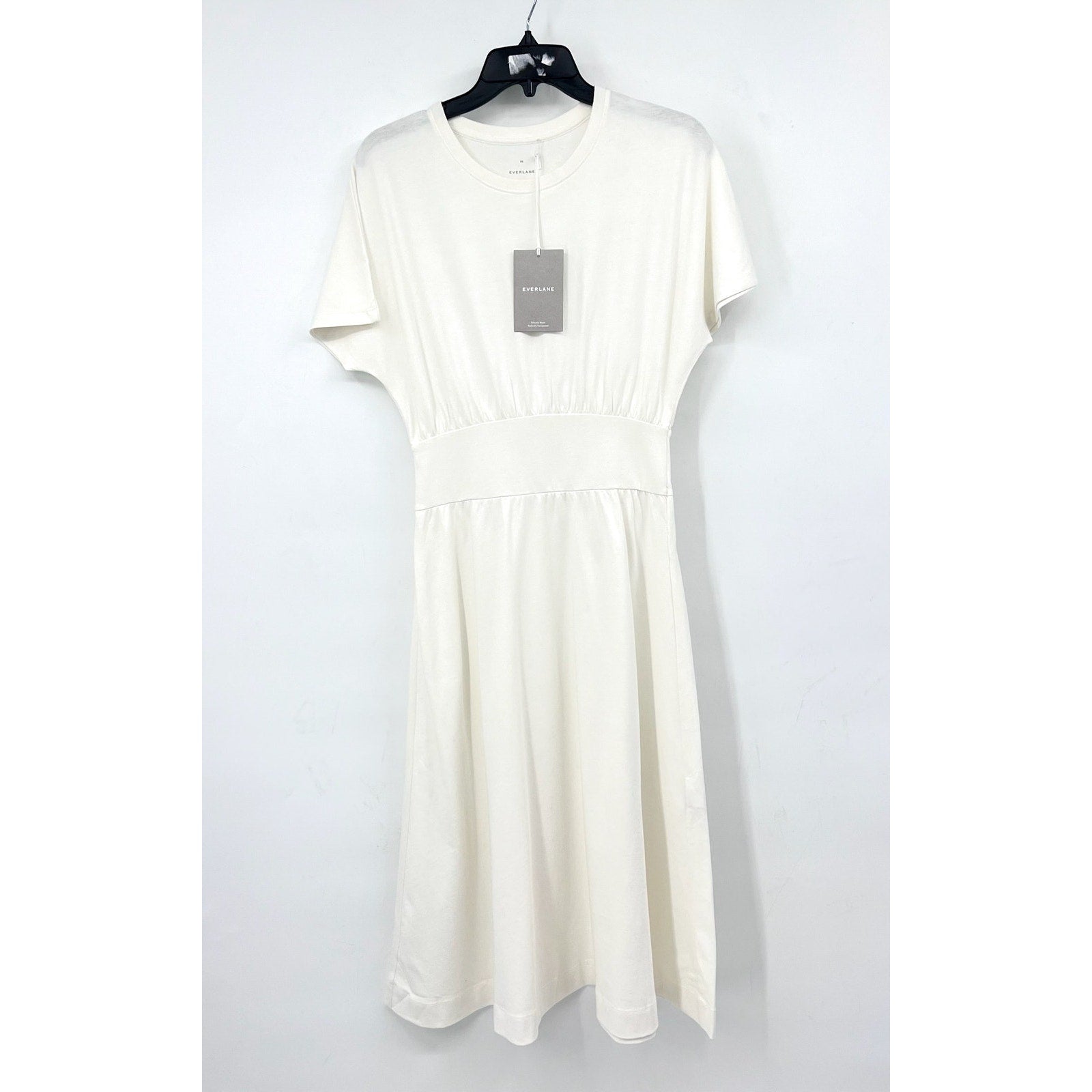 EVERLANE Women's The Organic Cotton Waisted Dress XS White Short Sleeve NWT
