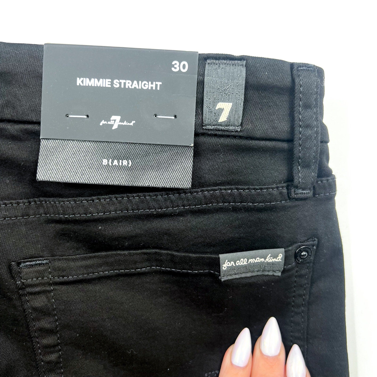 7 FOR ALL MANKIND B(AIR) Kimmie Straight Jeans Size 30 US 10 Rinsed Black NWT