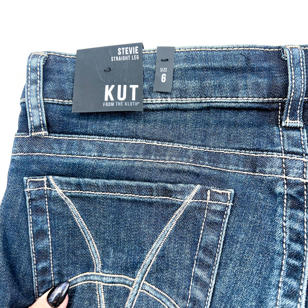 KUT FROM THE KLOTH Women's Stevie Straight Leg Jean Size 6 Blue Wise Wash NWT