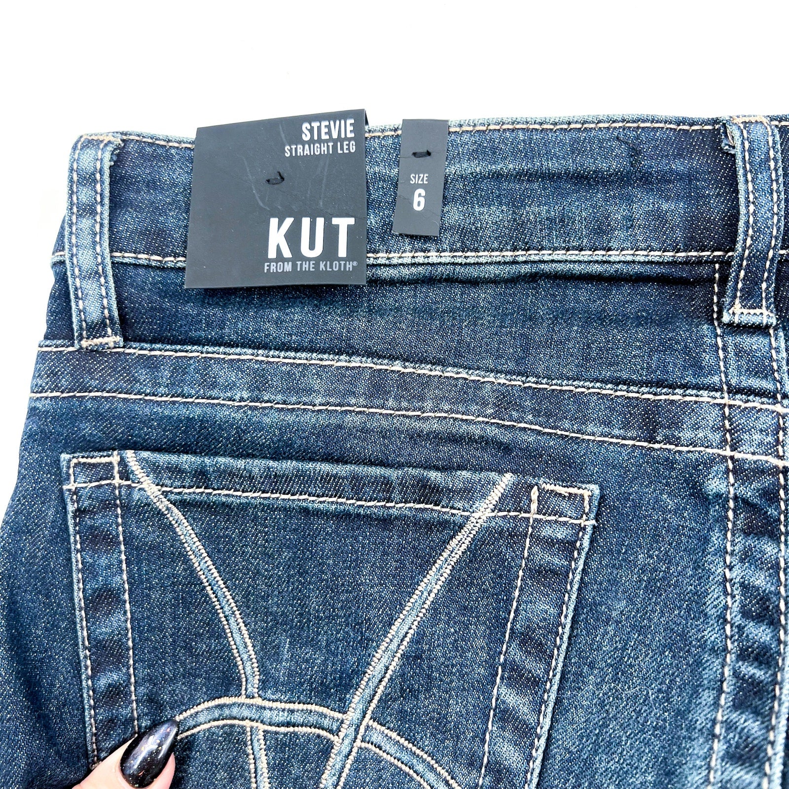 KUT FROM THE KLOTH Women's Stevie Straight Leg Jean Size 6 Blue Wise Wash NWT