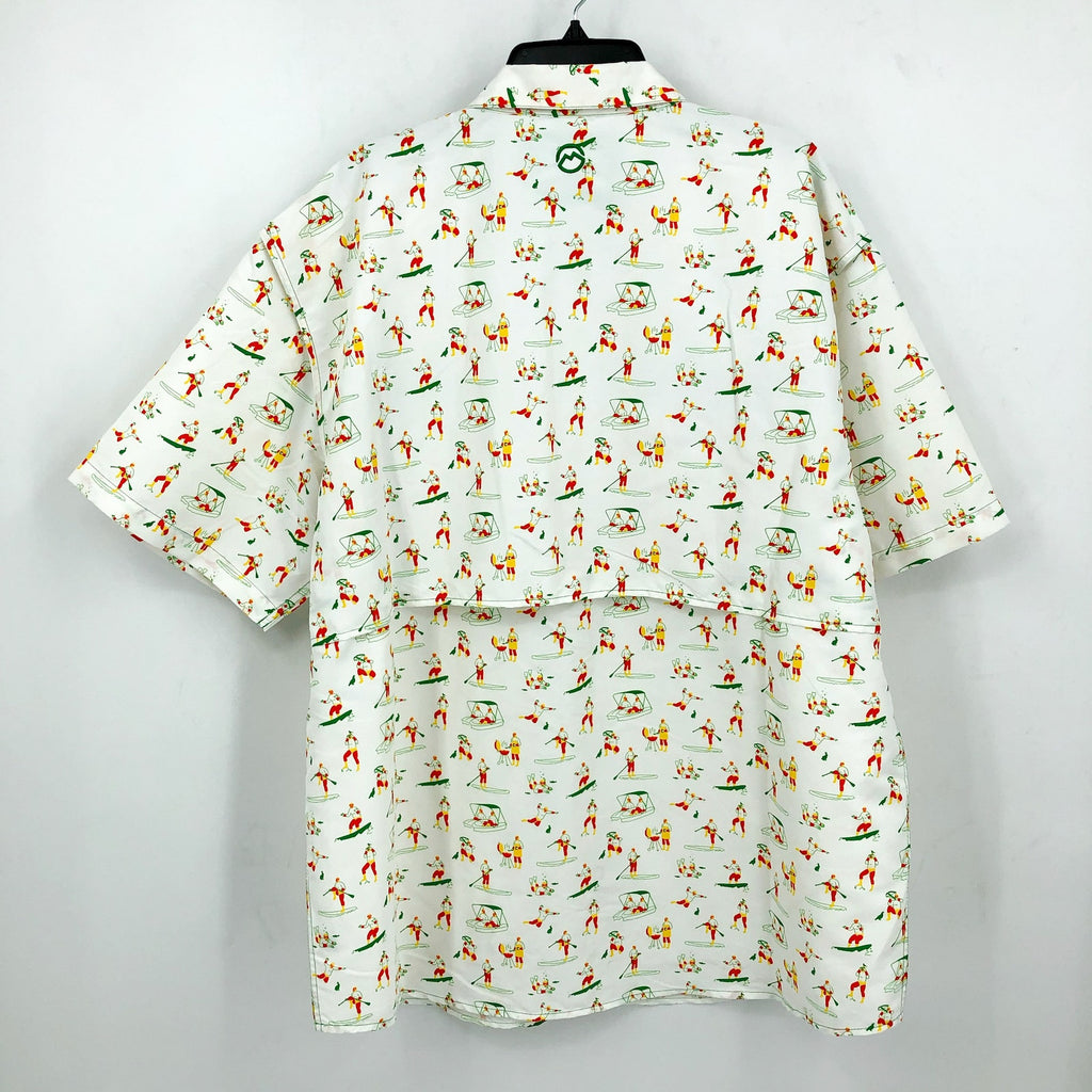 MAGELLAN Mens Life As A Luchador Fishing Shirt 2XL White Print Short Sleeve NWOT