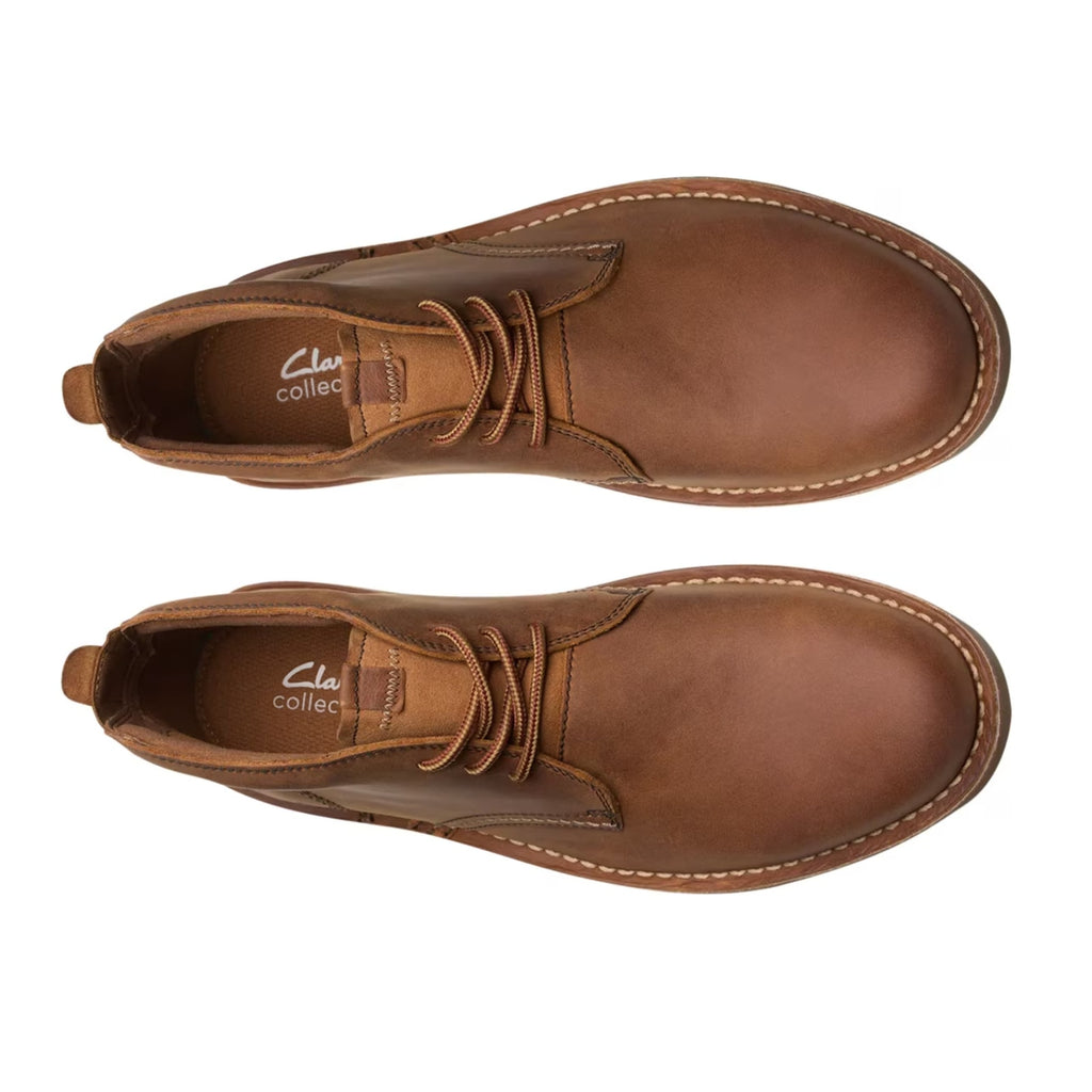 Clarks Mens Eastridge Mid Chukka Boots Size 10 WIDE EU 43 Brown Leather NWOB