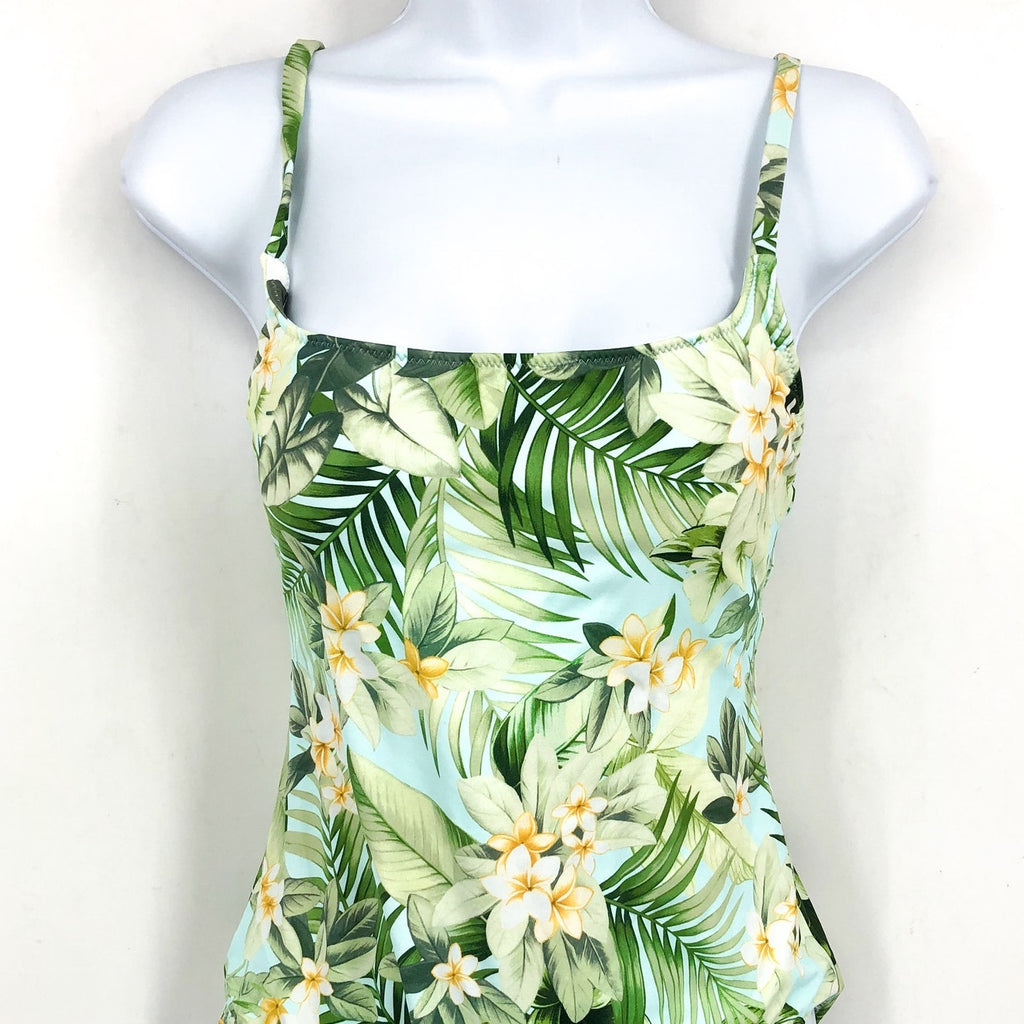TOMMY BAHAMA Paradise Frond Reversible One-Piece Swimsuit Size 4 Green White NWT