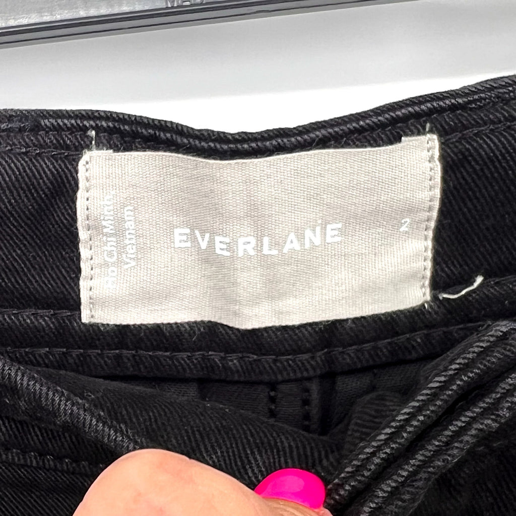EVERLANE Women's The Relaxed Chino Pants Size 2 Black Buttersoft Barrel Fit NWT