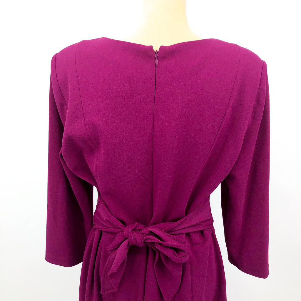 ADRIANNA PAPELL Women's Knit Crepe Sheath Dress Size 14 Pink Wildberry Tie NWT
