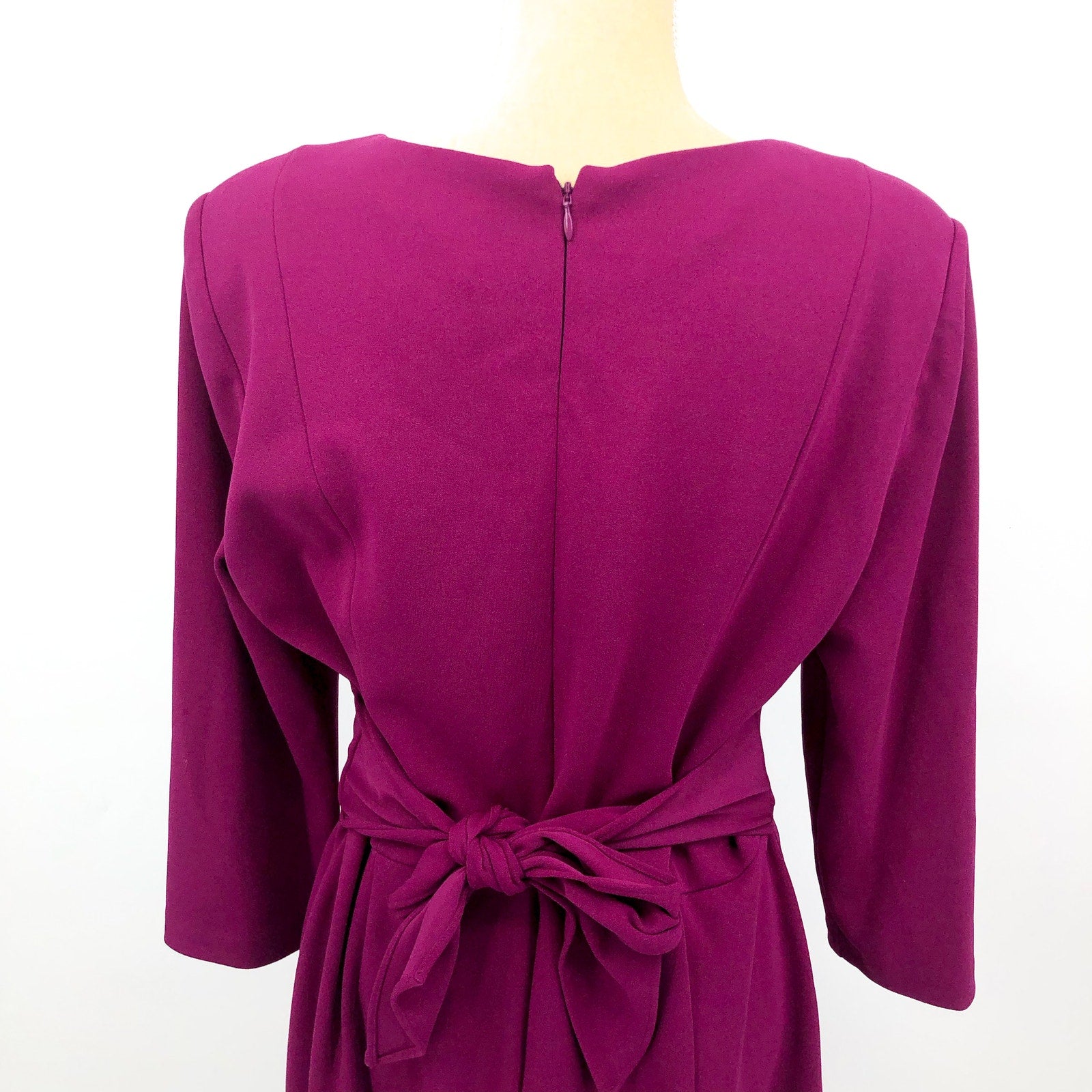 ADRIANNA PAPELL Women's Knit Crepe Sheath Dress Size 14 Pink Wildberry Tie NWT
