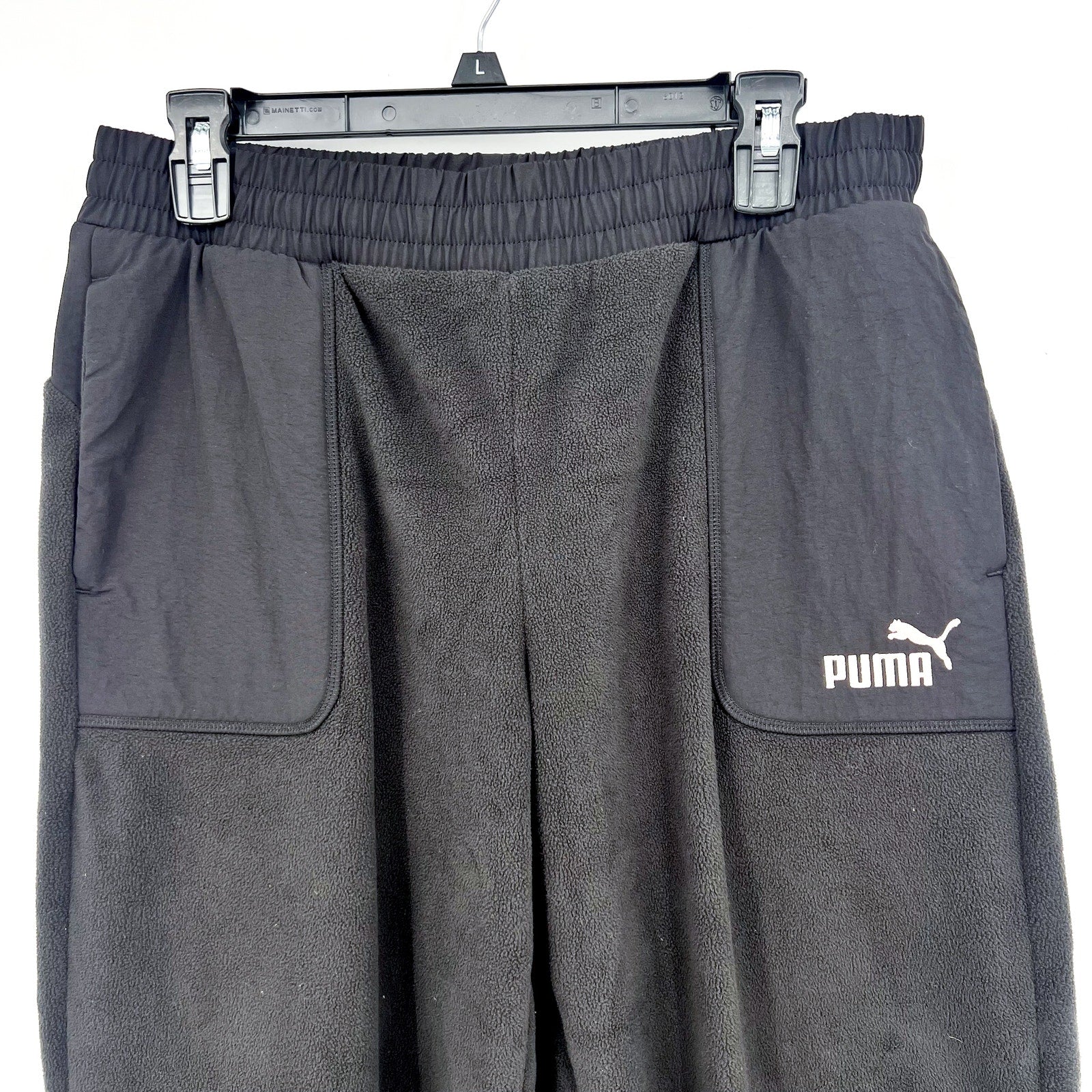PUMA Women's ESS Elevated Winterized Pants Medium Black Drawstring Joggers NWT