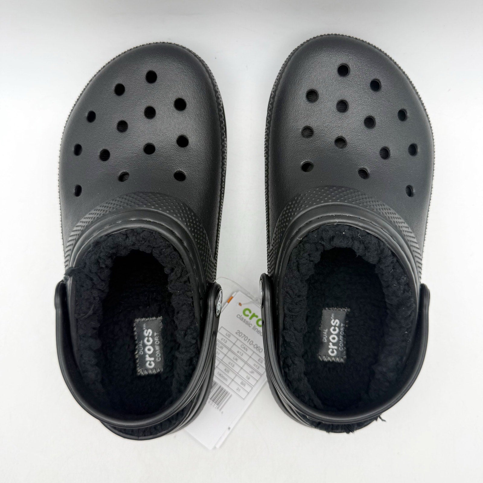 Crocs Kids Classic Lined Clogs C13 EU 30.5 Black Lightweight NWT