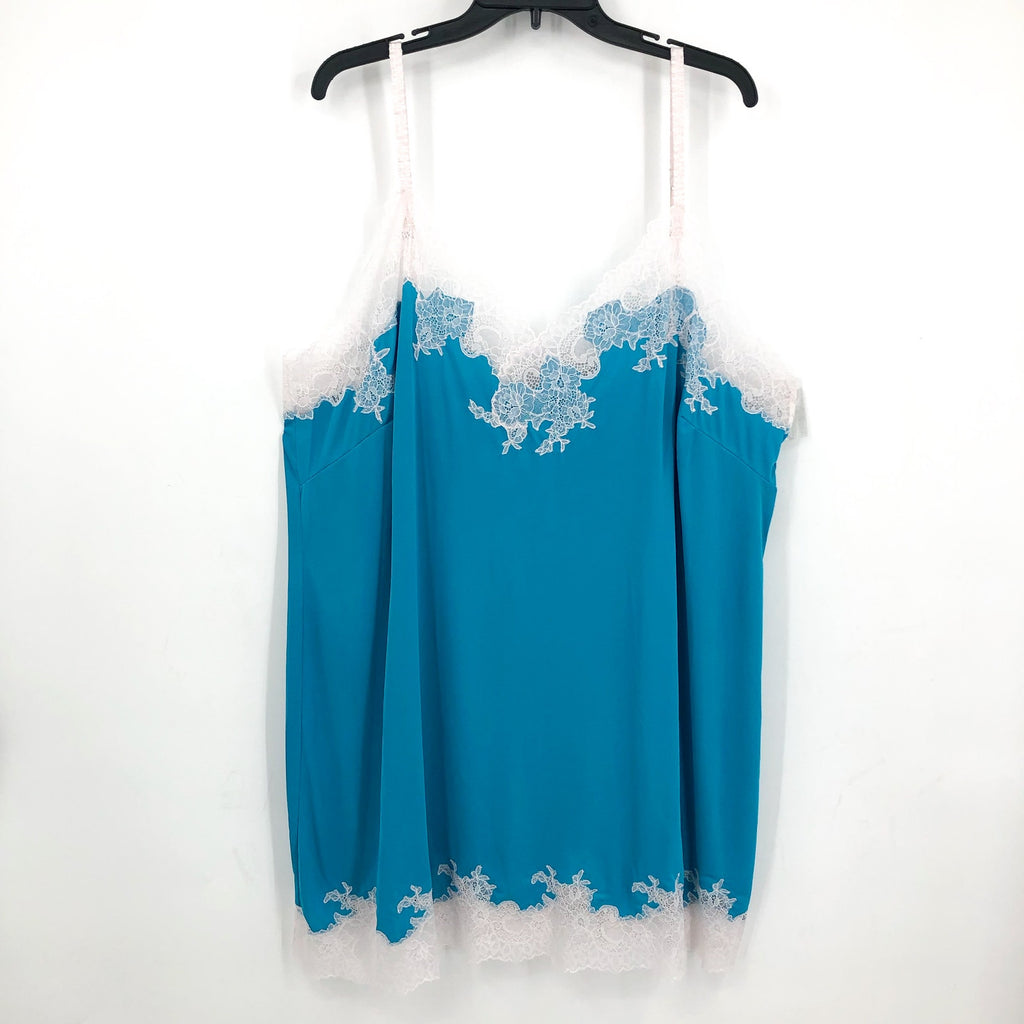 NATORI Women's Enchant Lace Trim Chemise 2X Azure Blue Slip NWT R78130X