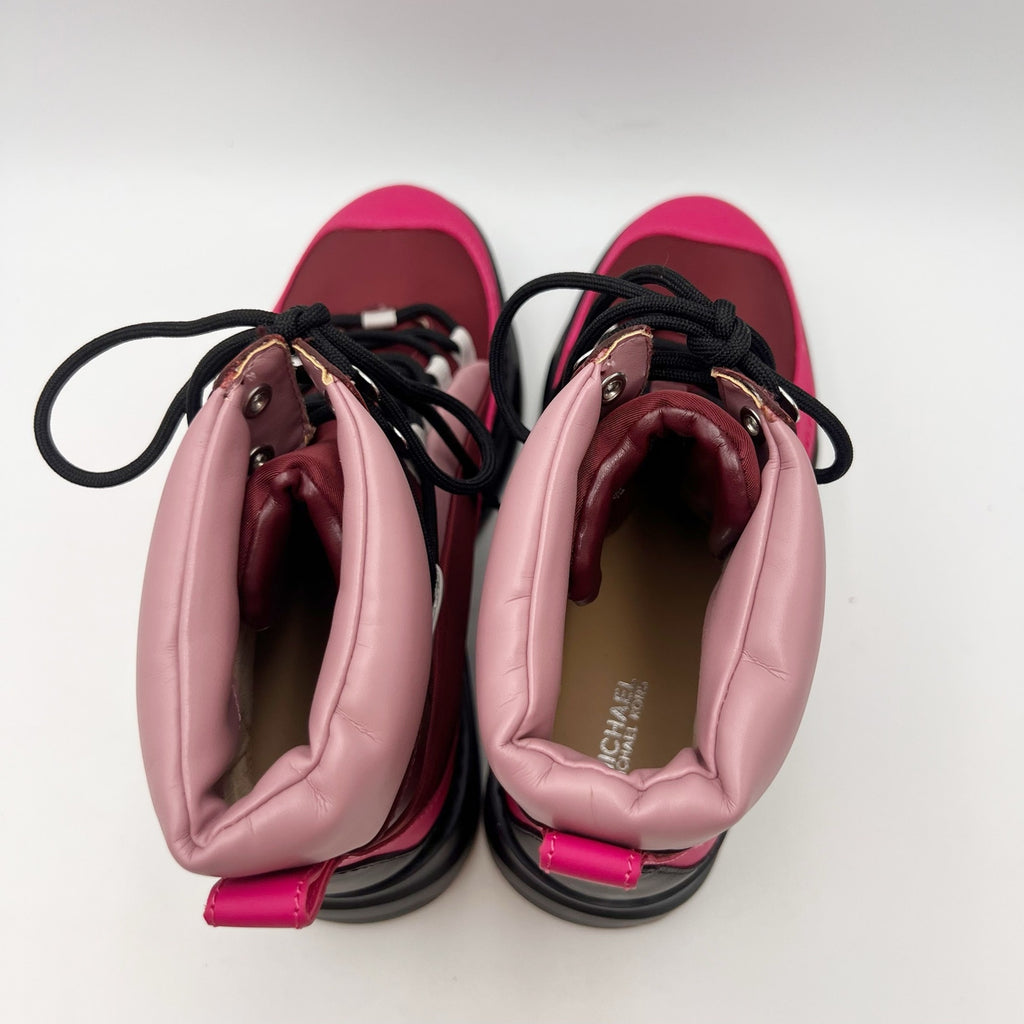 Micheal Kors Womens Dupree Hiker Booties Size 7 Pink Black Platform NWOB