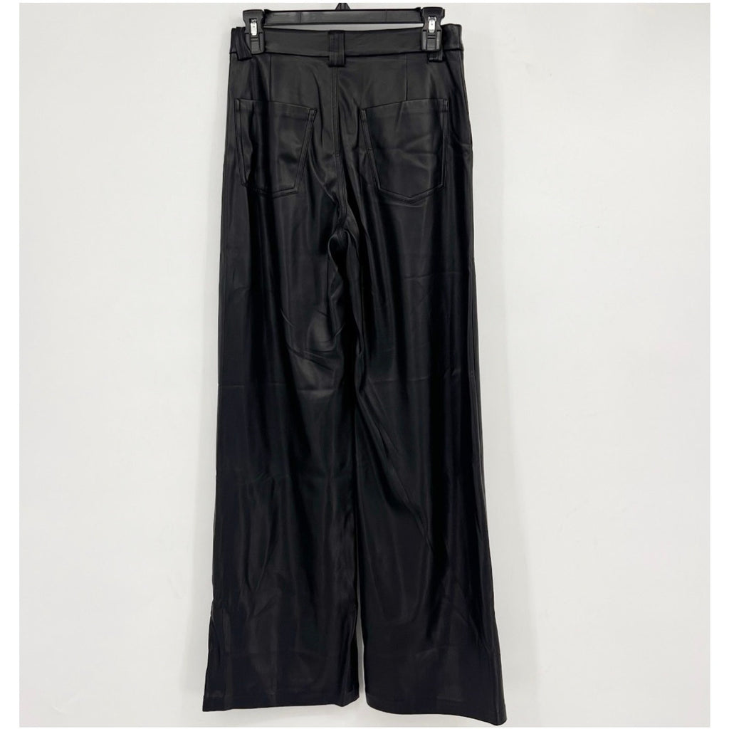 JOE'S JEANS Women's Mia Wide Leg Leather Pants Size 25 US 0 Black High Rise NWT