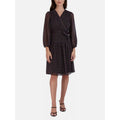 SIGNATURE BY ROBBIE BEE Faux Wrap Dress 10 Black Multi Polka Dot 3/4 Sleeve NWT