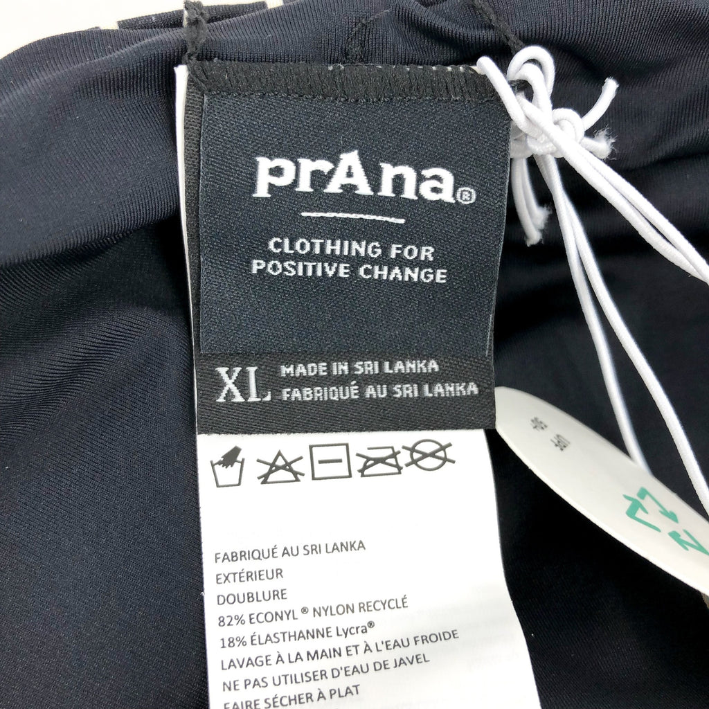 PRANA Women's Ruby Beach Bikini Bottom XL Black Flora Fauna Print Side Lace NWT