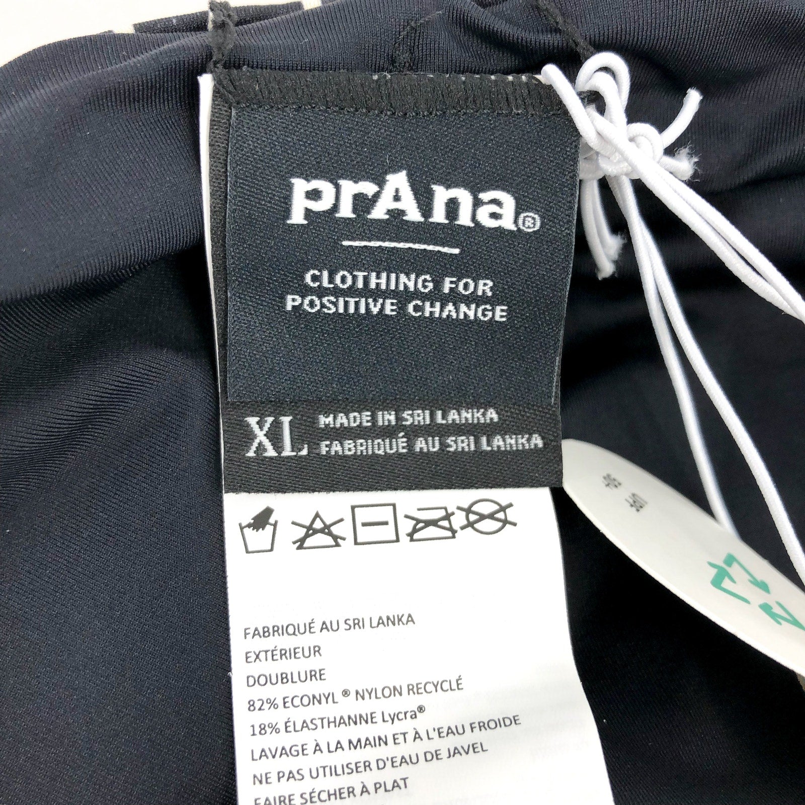 PRANA Women's Ruby Beach Bikini Bottom XL Black Flora Fauna Print Side Lace NWT