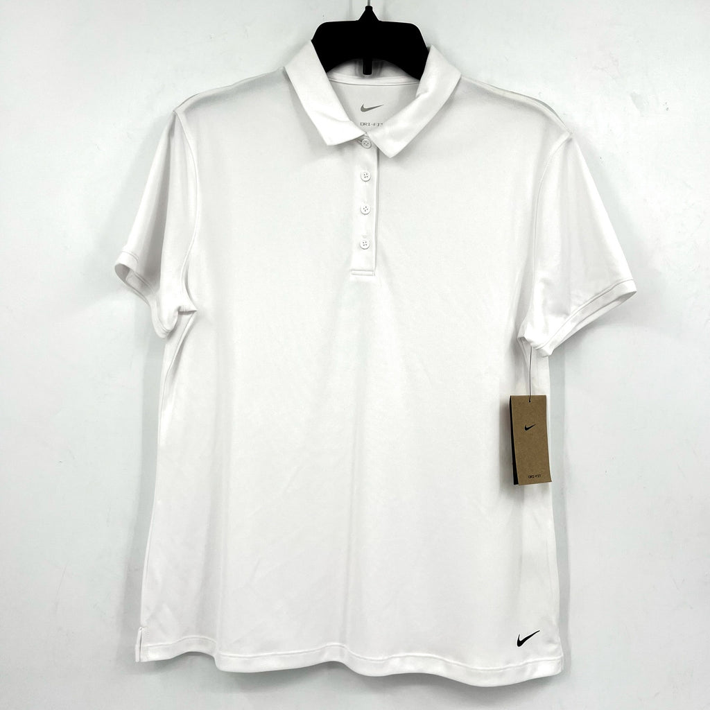 NIKE Women's Dri-FIT Victory Golf Polo Shirt Large White Short Sleeve NWT