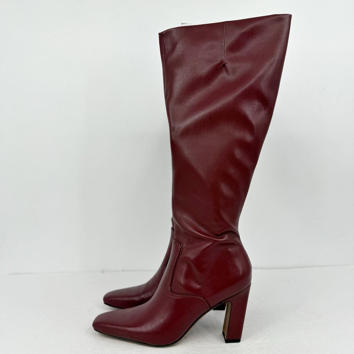 Franco Sarto Womens Bowman Knee High Boots Size 7.5 M Wide Calf Red Burgundy NIB