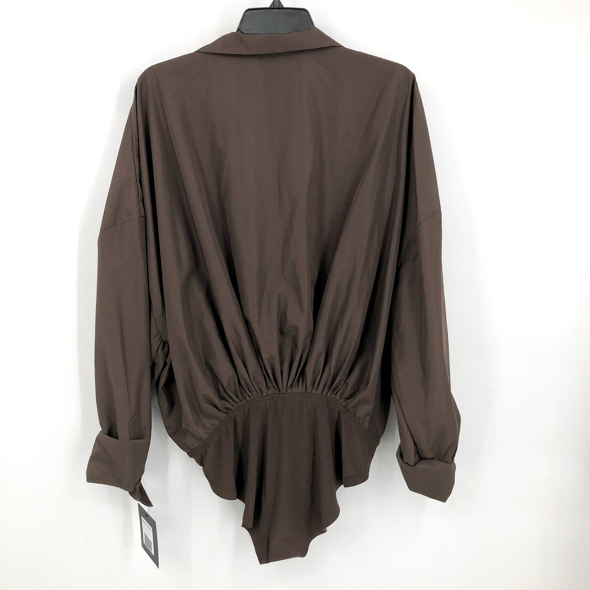 NORMA KAMALI Super Oversized Boyfriend NK Shirt Bodysuit Large Brown NWT