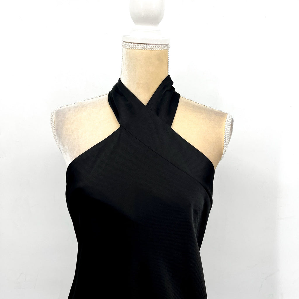 LAUREN RALPH LAUREN Satin Charmeuse Cocktail Dress Size 12 Black Halter NWT