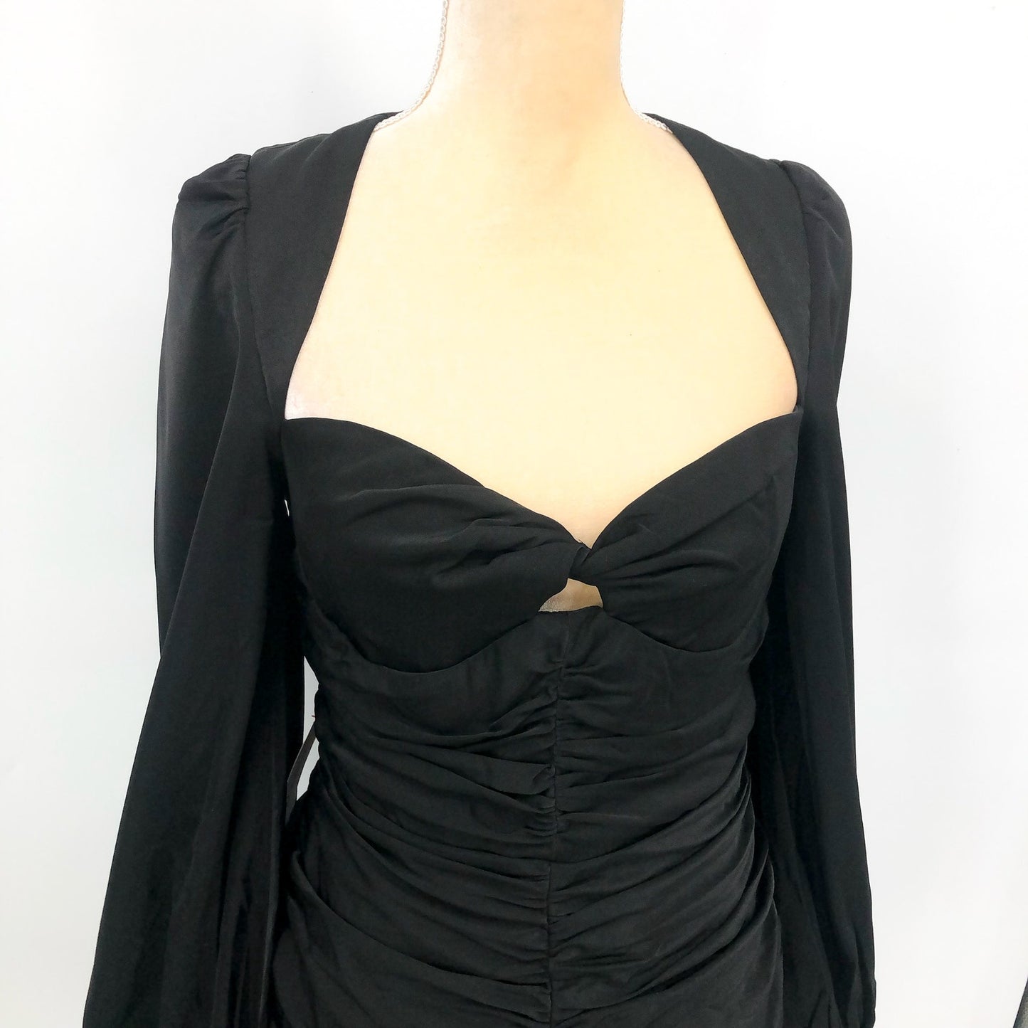 BARDOT Women's Marion Mini Dress US 8 Black Ruched Long Sleeve NWT