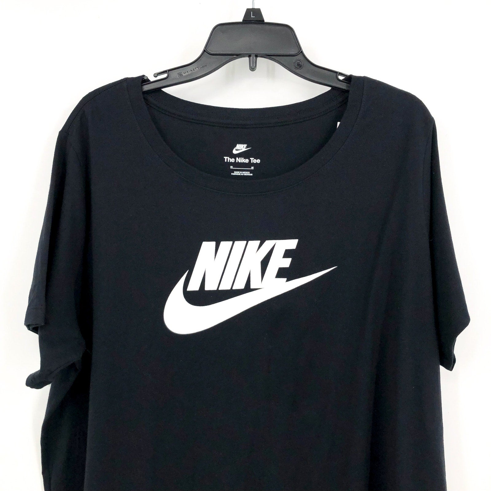 NIKE Women's Club Essentials Logo T-shirt 2X Black Short Sleeve NWT