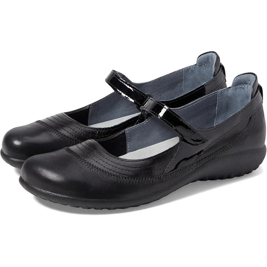 Naot Womens Kirei Mary Jane Flats EU 43 US 12 Black Nubuck Leather NIB