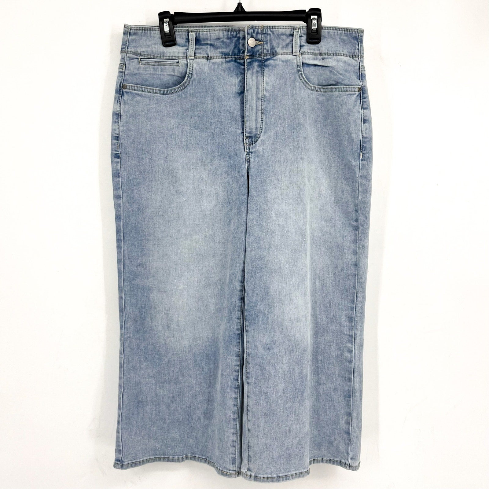 NYDJ Womens Major Wide Leg Capri Jeans Size 14 Daybreak Light Blue NWT