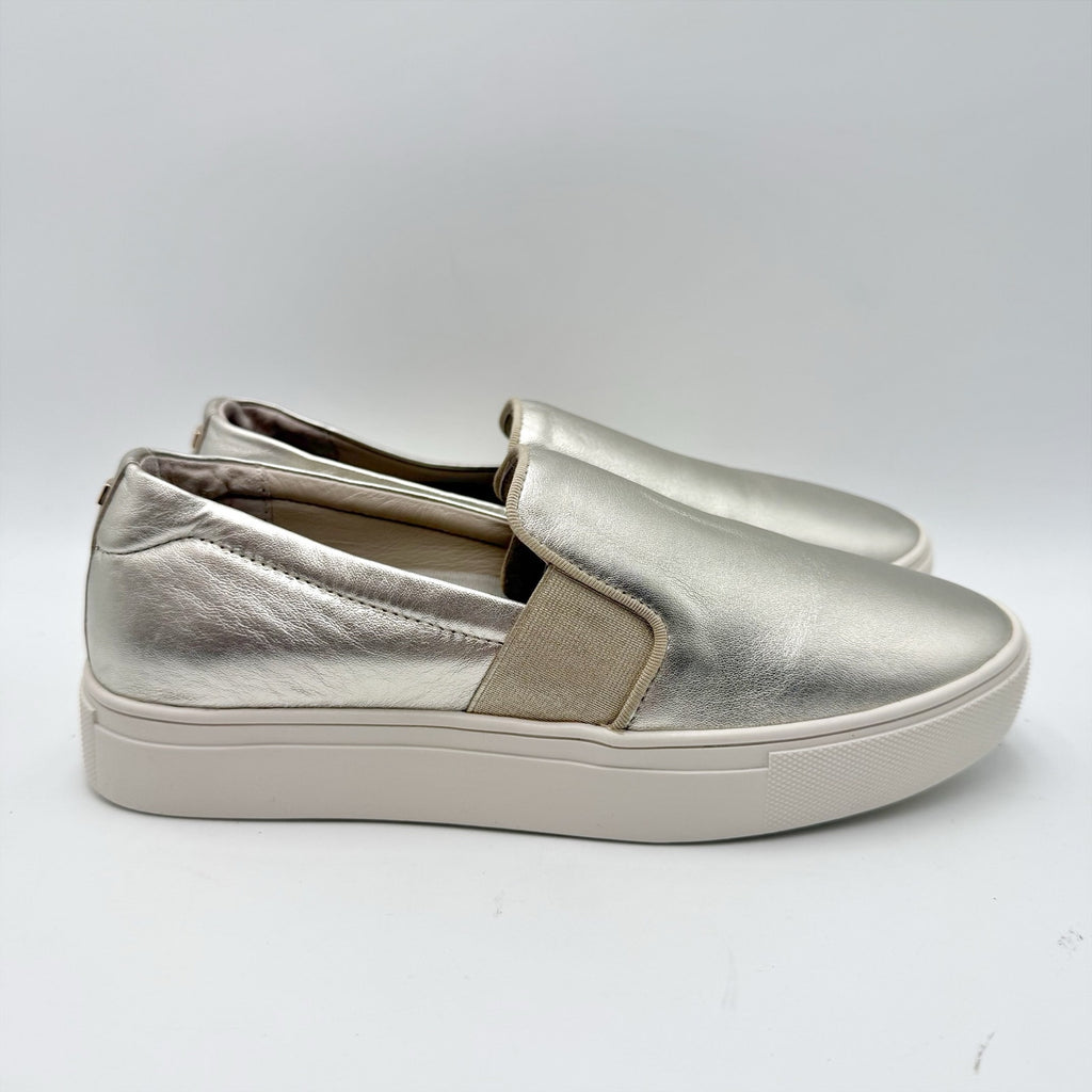 Birdies Womens Swift Casual Sneakers Size 6.5 Gold Metallic Leather Slip On NWOB
