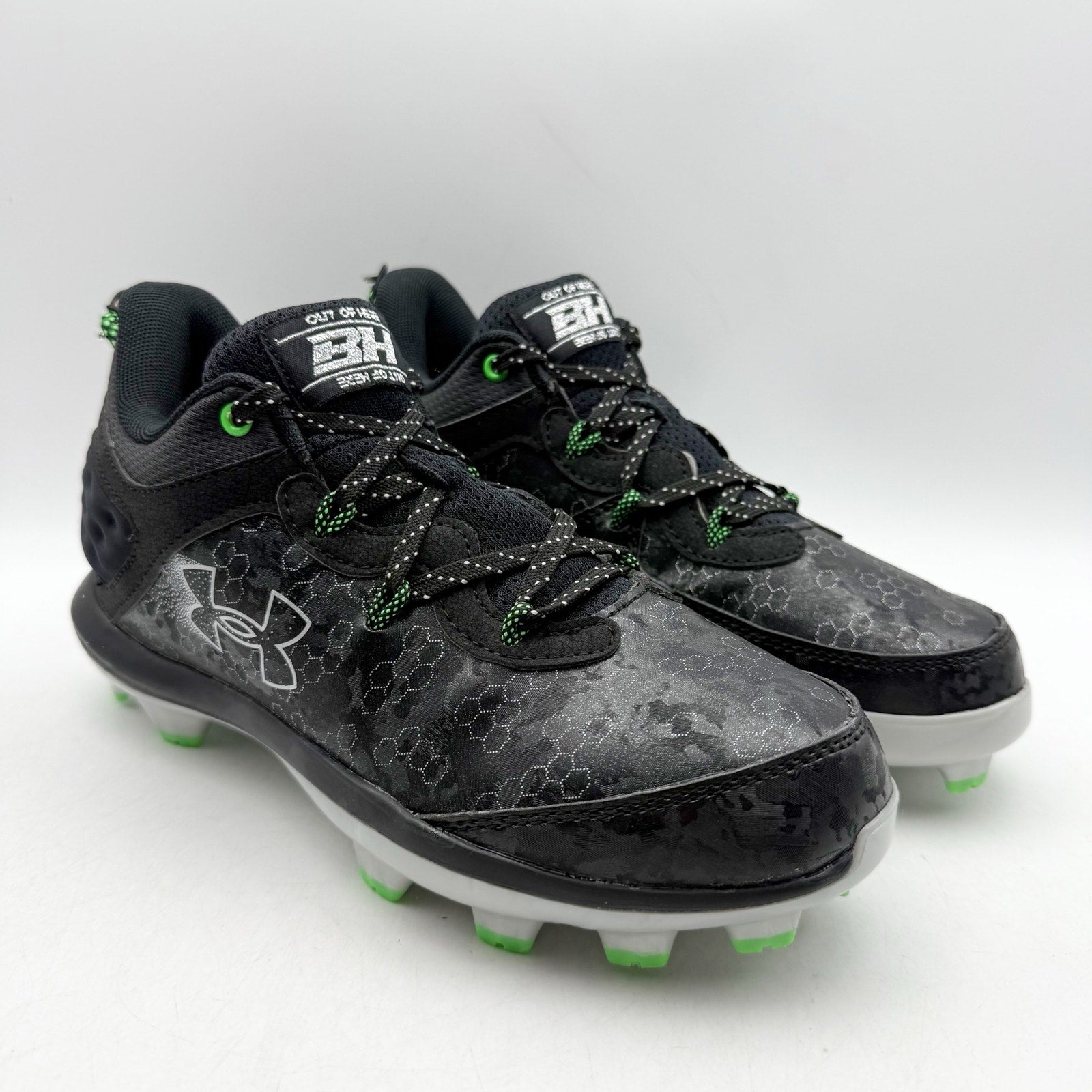 Under Armour Youth Harper 8 TPU Baseball Cleats US 4 Black Green NWOB