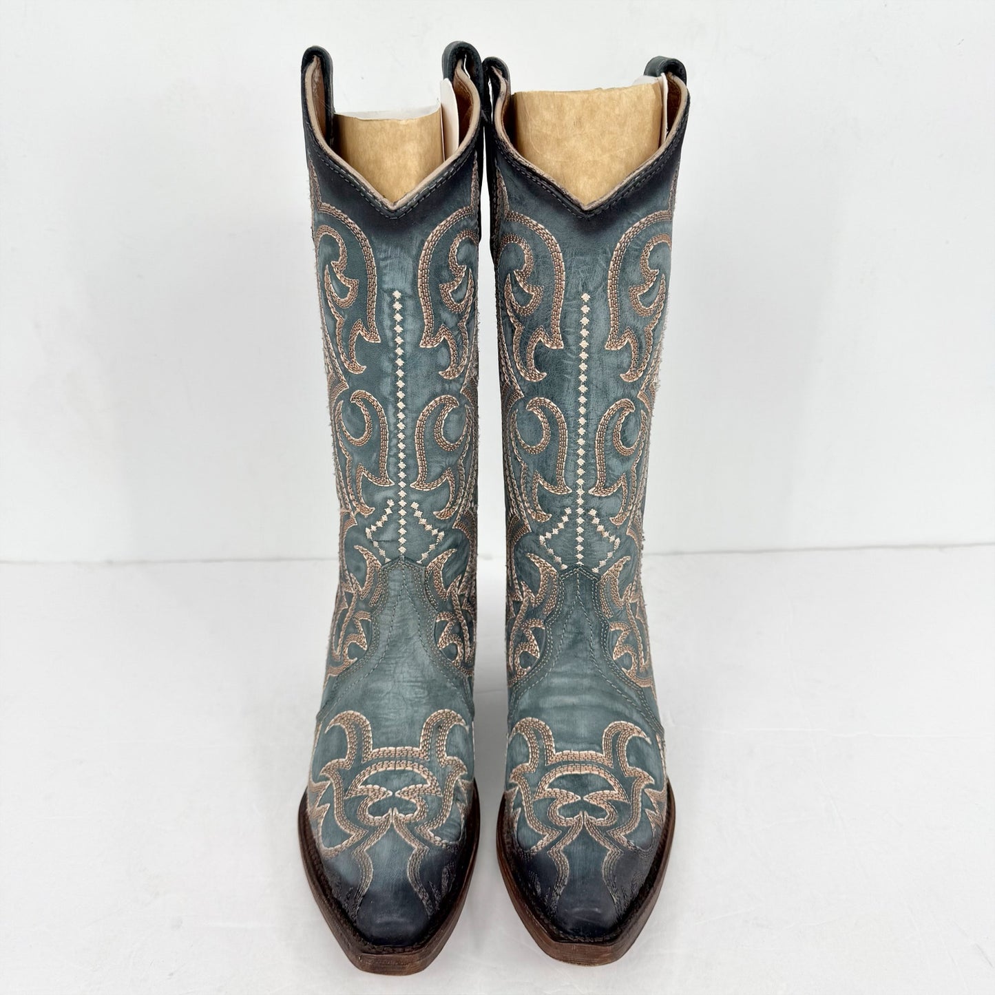 Corral Womens L5869 Western Cowboy Boots US 6 M EU 36.5 Blue Leather Stitch NIB