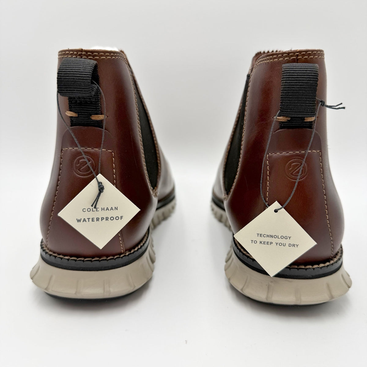 Cole Haan Mens Zerogrand Chelsea Boots Size 8.5 M Brown Leather Waterproof NIB