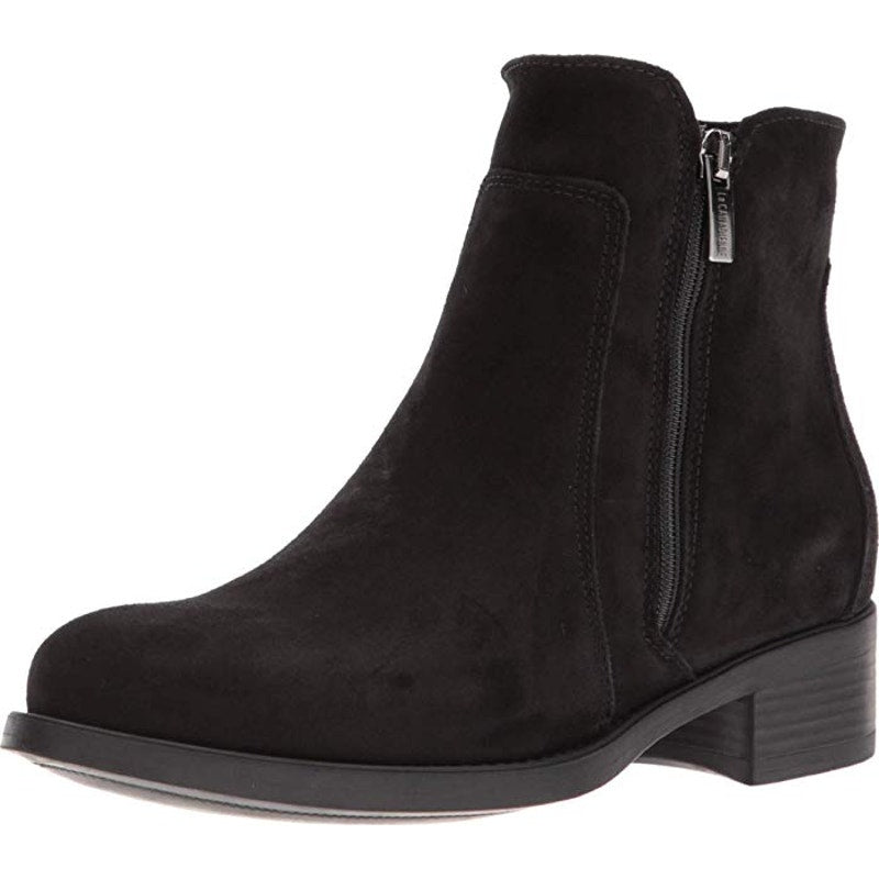La Canadienne Womens Saria Booties US 6.5 Black Suede Waterproof Dual Zip NWOB