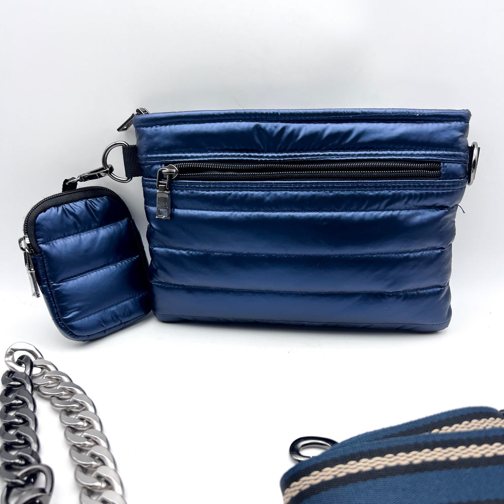 THINK ROYLN Quilted Downtown Crossbody Bag Blue Pearl Indigo NWT