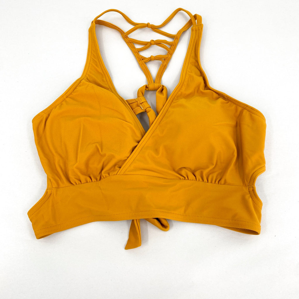 PRANA Women's Atalia Swim Bikini Top Medium Gold Deep Solstice UPF 50+ NWT