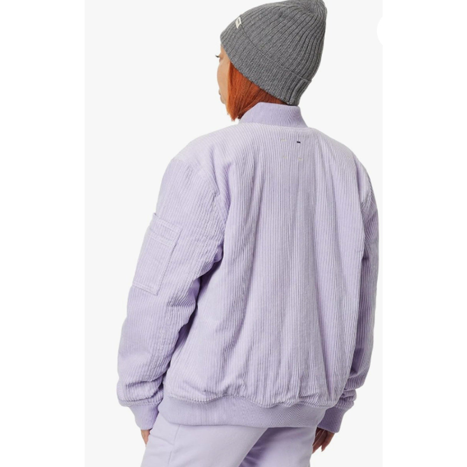 LABEL Unisex Go-To Corduroy Bomber Jacket XL Lavender Purple Full Zip NWT