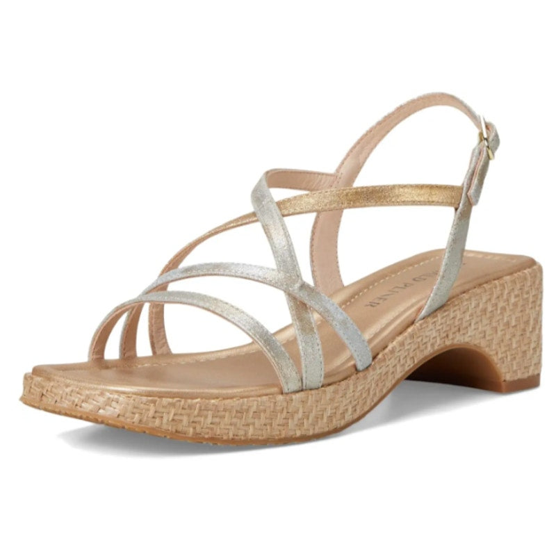 Donald Pliner Womens Rosalie Sandals Size 8 Metallic Silver Gold Leather NWOB