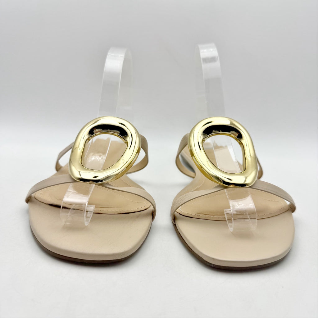 Cecelia New York Womens Mig Slide Sandals US 10 Nude Beige Gold Leather NWOB