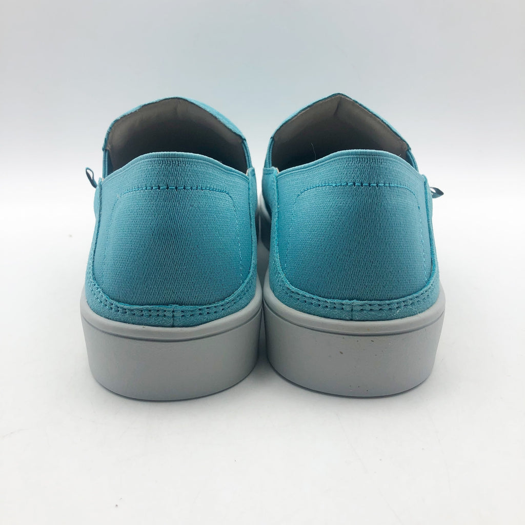 Spenco Womens Saylor Slip On Sneakers Size 9 WIDE Aqua Sea Blue Leather NIB