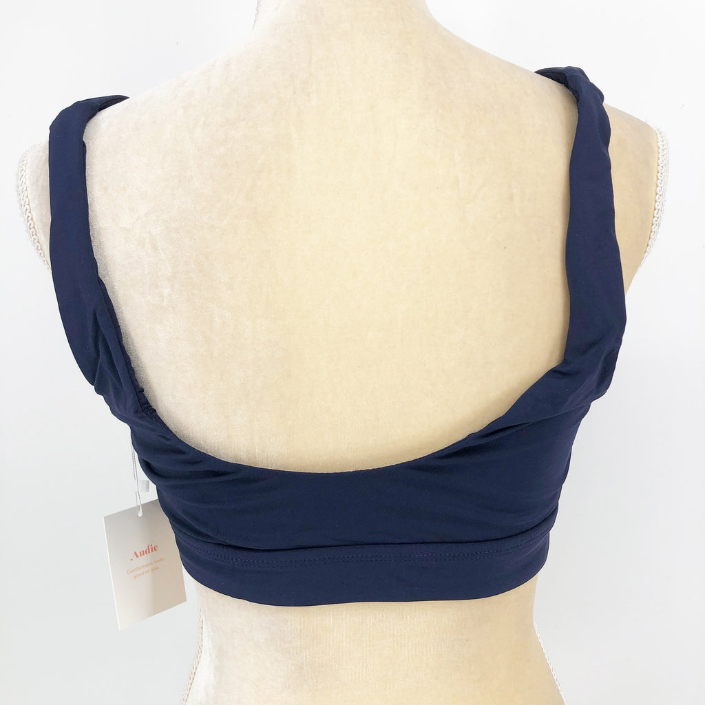 ANDIE SWIM Womens Ventura Swim Top Medium 8-10 Flat Navy Blue Scoop Neck NWT