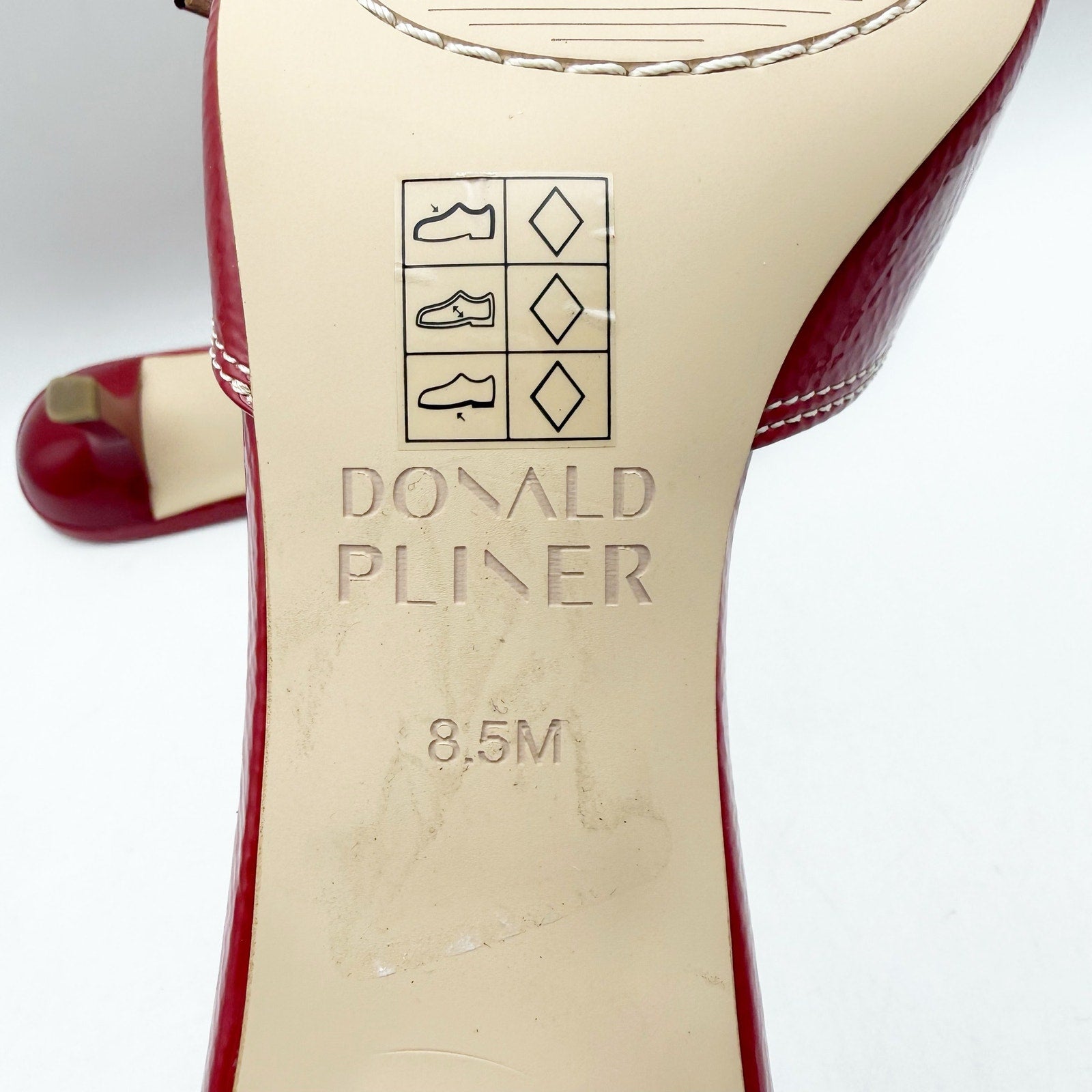 Donald Pliner Womens Cherry Heeled Sandal US 8.5 M Red Patent Leather NWOB