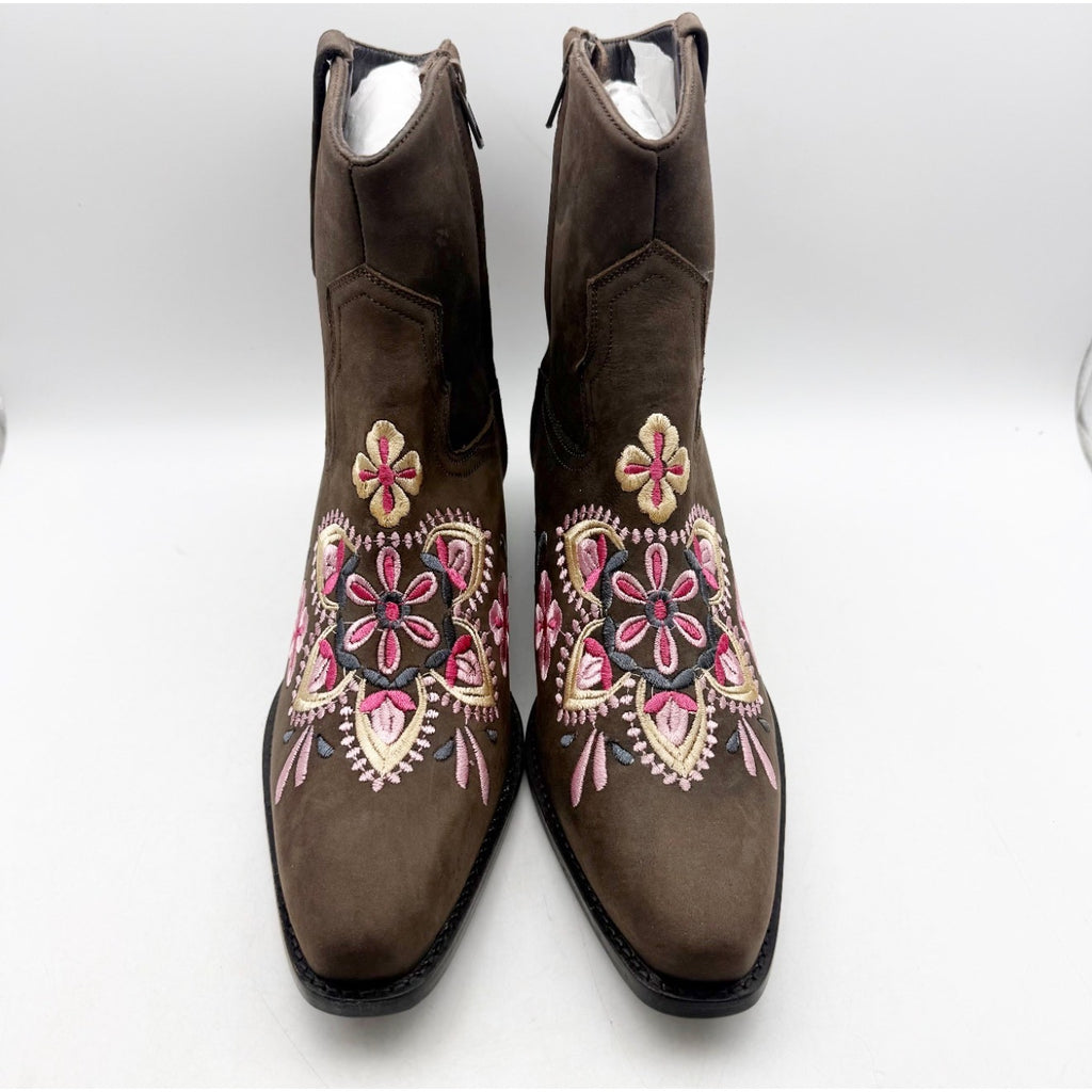 Diba True Women Cains Ville Western Bootie Size 11 M Brown Pink Leather NWOB
