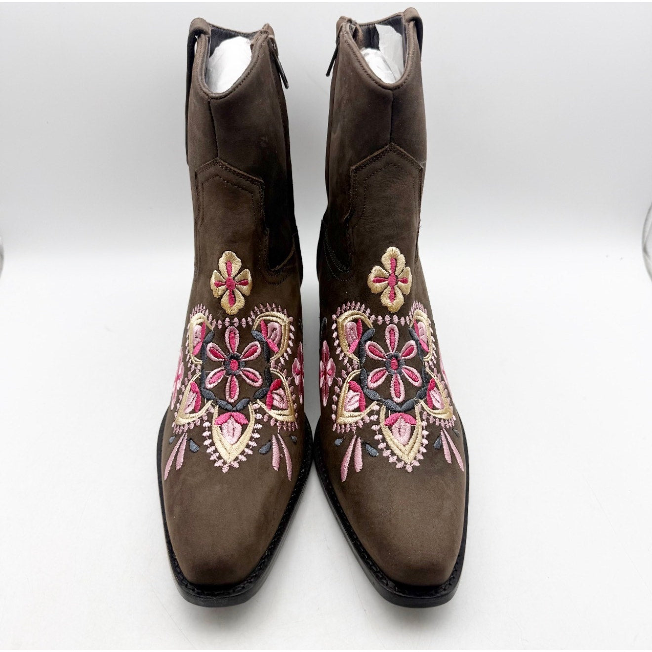 Diba True Women Cains Ville Western Bootie Size 11 M Brown Pink Leather NWOB