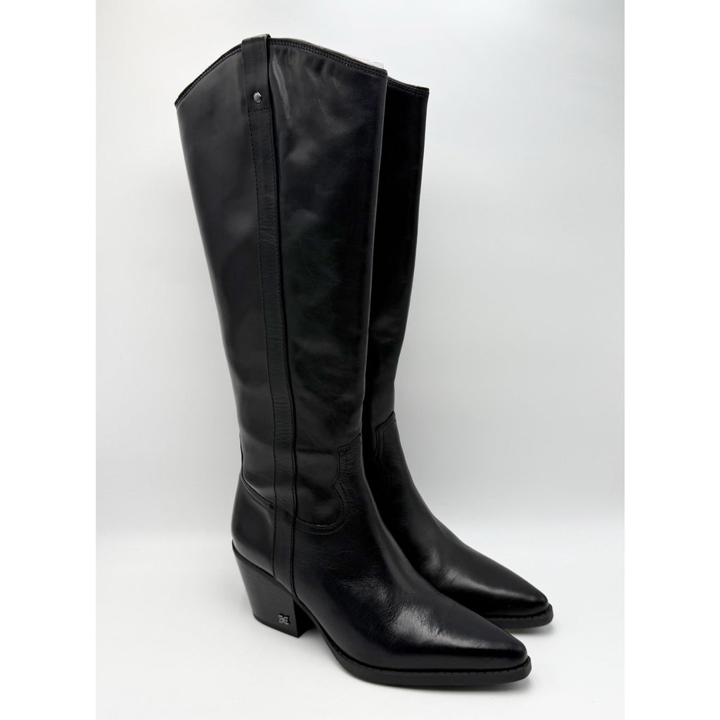 Sam Edelman Womens Wyatt Knee High Boots US 7.5 M Wide Calf Black Leather NWOB