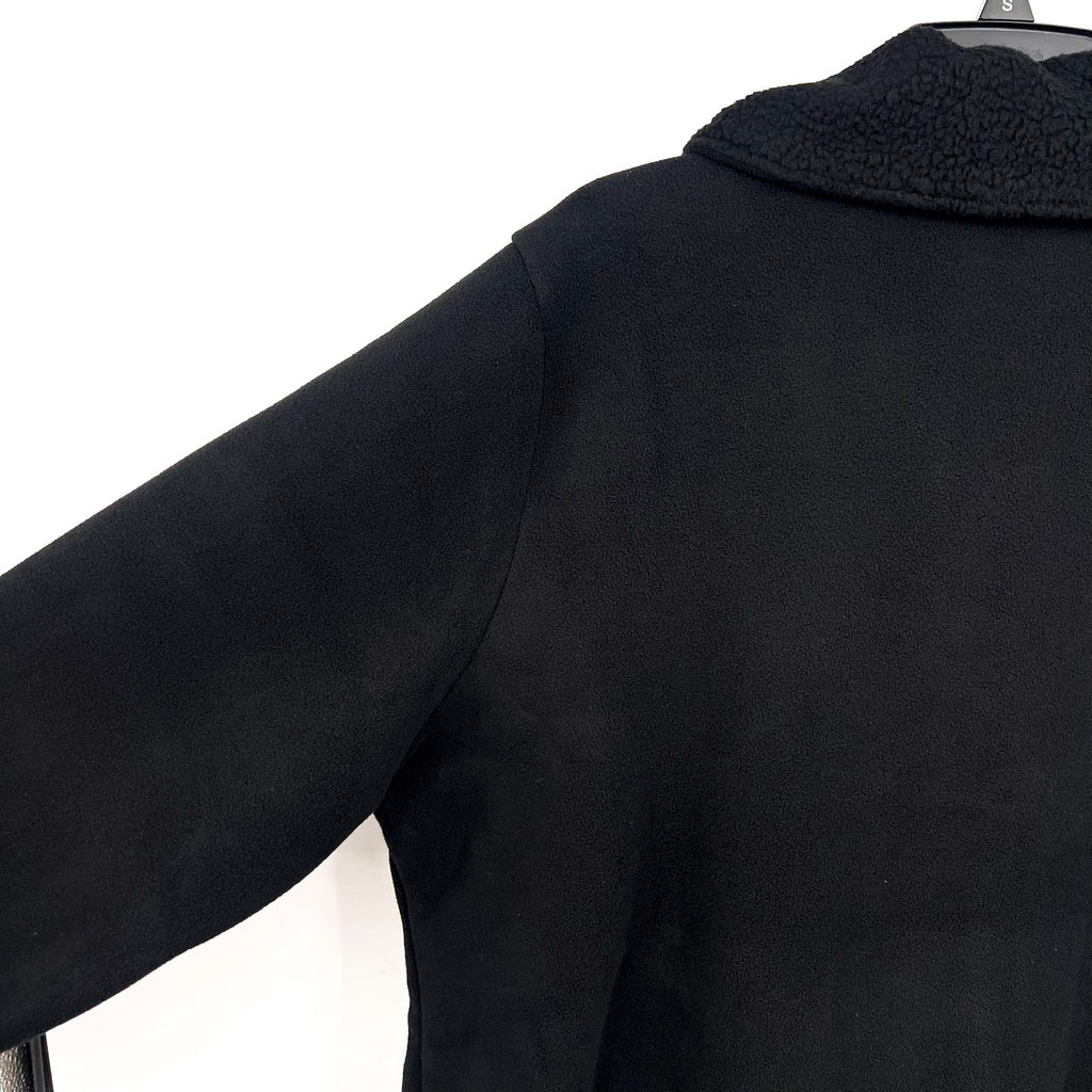 DENIM & CO. Women's Fleece Bonded Sherpa Jacket XL Black NWOT